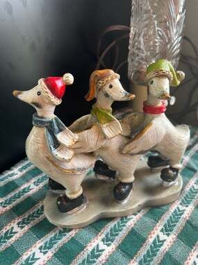 TII Collections Trio Christmas Resin Skating Ducks Figurines 5 1/4" & 6"